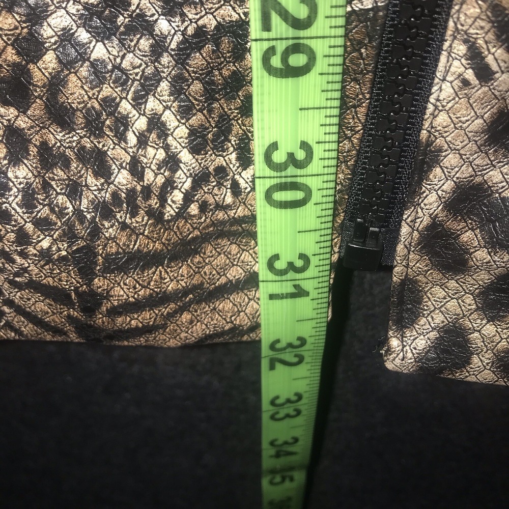 Bob Mackie Vest Zip Wearable Art Brown Safari Animal Print Black Faux Fur Trim - Picture 11 of 11